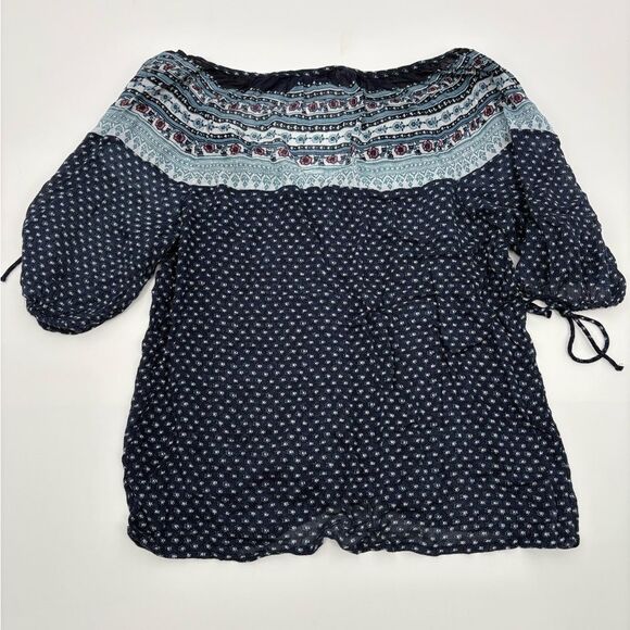 Lucky brand | Navy Blue Patterned Women's Top - Picture 7 of 7